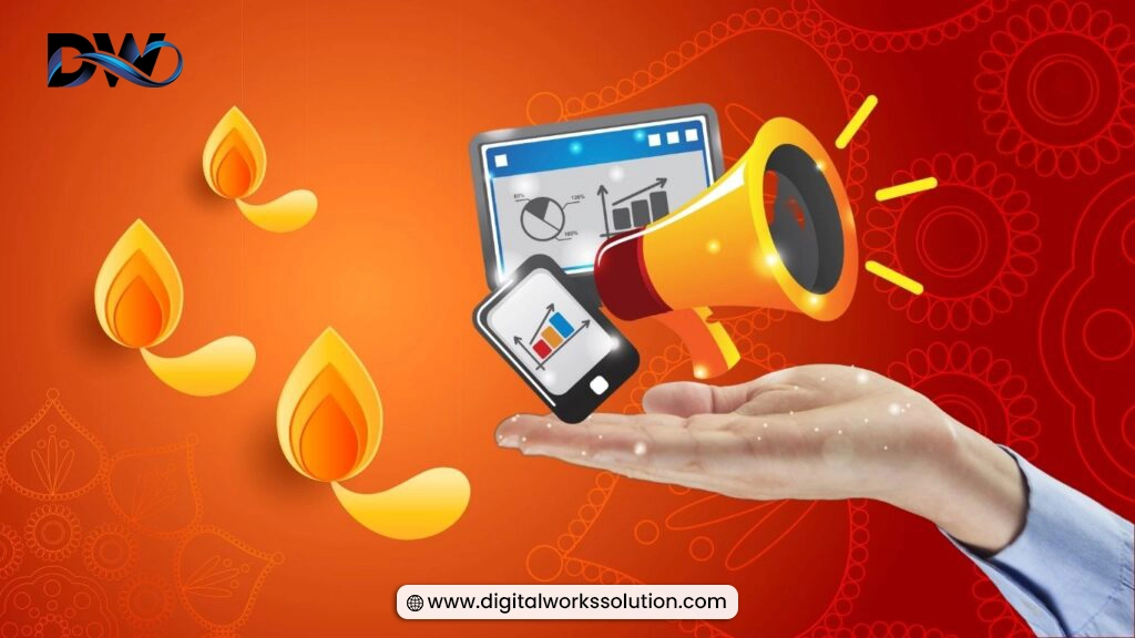 Diwali marketing campaign with festive promotions, social media, and digital advertising.
