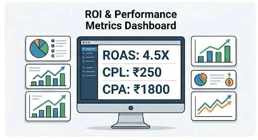 Performance marketing n Noida - dashboard with ROI indicators